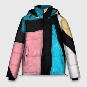 Мужская зимняя куртка 3D с принтом Переливы красок в Белгороде, верх — 100% полиэстер; подкладка — 100% полиэстер; утеплитель — 100% полиэстер | длина ниже бедра, свободный силуэт Оверсайз. Есть воротник-стойка, отстегивающийся капюшон и ветрозащитная планка. 

Боковые карманы с листочкой на кнопках и внутренний карман на молнии. | Тематика изображения на принте: 