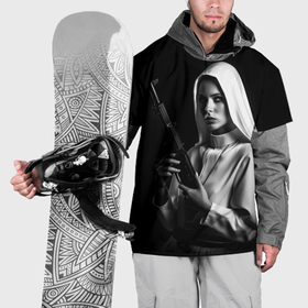 Накидка на куртку 3D с принтом Красивая монашка с оружием в Курске, 100% полиэстер |  | Тематика изображения на принте: 