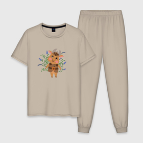 Мужская пижама хлопок с принтом Кабанчик в Курске, 100% хлопок | брюки и футболка прямого кроя, без карманов, на брюках мягкая резинка на поясе и по низу штанин
 | 
