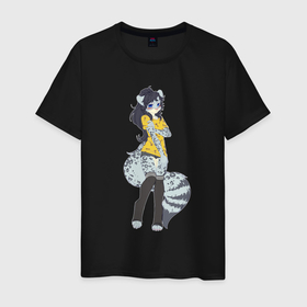 Мужская футболка хлопок с принтом Girl lynx   furry , 100% хлопок | прямой крой, круглый вырез горловины, длина до линии бедер, слегка спущенное плечо. | Тематика изображения на принте: 