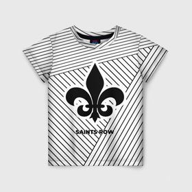 Детская футболка 3D с принтом Символ Saints Row на светлом фоне с полосами в Екатеринбурге, 100% гипоаллергенный полиэфир | прямой крой, круглый вырез горловины, длина до линии бедер, чуть спущенное плечо, ткань немного тянется | 