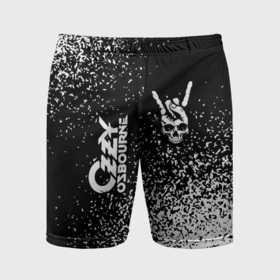 Мужские шорты спортивные с принтом Ozzy Osbourne и рок символ на темном фоне в Тюмени,  |  | 