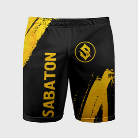 Мужские шорты спортивные с принтом Sabaton   gold gradient: надпись, символ в Курске,  |  | 