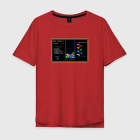 Мужская футболка хлопок Oversize с принтом Советская компьютерная игра Тетрис , 100% хлопок | свободный крой, круглый ворот, “спинка” длиннее передней части | 