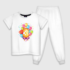 Детская пижама хлопок с принтом День рождения 3 годика в Кировске, 100% хлопок |  брюки и футболка прямого кроя, без карманов, на брюках мягкая резинка на поясе и по низу штанин
 | 