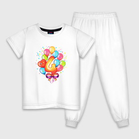 Детская пижама хлопок с принтом День рождения  4 годика в Кировске, 100% хлопок |  брюки и футболка прямого кроя, без карманов, на брюках мягкая резинка на поясе и по низу штанин
 | 