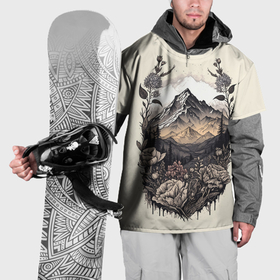 Накидка на куртку 3D с принтом поля леса горы  снежные вершины в Екатеринбурге, 100% полиэстер |  | 