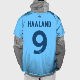 Накидка на куртку 3D с принтом Эрлинг Холанд Манчестер Сити форма 22 23 домашняя , 100% полиэстер |  | Тематика изображения на принте: 