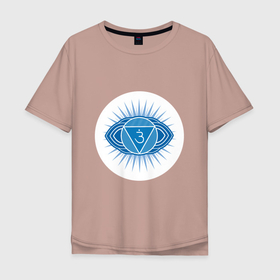 Мужская футболка хлопок Oversize с принтом Аджна чакра: Аюрведа, йога, кундалини символ в Петрозаводске, 100% хлопок | свободный крой, круглый ворот, “спинка” длиннее передней части | Тематика изображения на принте: 