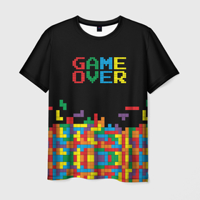 Мужская футболка 3D с принтом Game over в Санкт-Петербурге, 100% полиэфир | прямой крой, круглый вырез горловины, длина до линии бедер | 