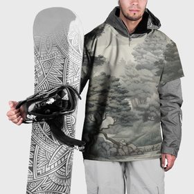 Накидка на куртку 3D с принтом Японский лес в Новосибирске, 100% полиэстер |  | 