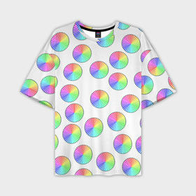Мужская футболка oversize 3D с принтом Круги с линиями, спектр ,  |  | 