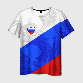 Мужская футболка 3D с принтом Сердечко   Россия в Новосибирске, 100% полиэфир | прямой крой, круглый вырез горловины, длина до линии бедер | 