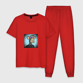 Мужская пижама хлопок с принтом NFT в Тюмени, 100% хлопок | брюки и футболка прямого кроя, без карманов, на брюках мягкая резинка на поясе и по низу штанин
 | 