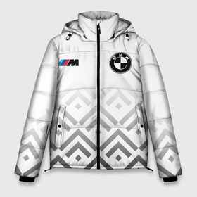 Мужская зимняя куртка 3D с принтом BMW m power   белый в Екатеринбурге, верх — 100% полиэстер; подкладка — 100% полиэстер; утеплитель — 100% полиэстер | длина ниже бедра, свободный силуэт Оверсайз. Есть воротник-стойка, отстегивающийся капюшон и ветрозащитная планка. 

Боковые карманы с листочкой на кнопках и внутренний карман на молнии. | 