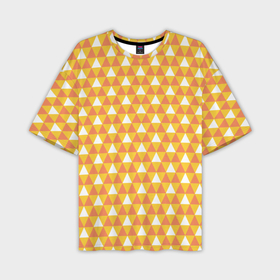 Мужская футболка oversize 3D с принтом Узор с оранжевыми, желтыми и белыми треугольниками в Белгороде,  |  | 