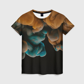 Женская футболка 3D с принтом Синие и жёлтые грибы в Курске, 100% полиэфир ( синтетическое хлопкоподобное полотно) | прямой крой, круглый вырез горловины, длина до линии бедер | 