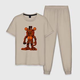 Мужская пижама хлопок с принтом Смешной Фредди в Екатеринбурге, 100% хлопок | брюки и футболка прямого кроя, без карманов, на брюках мягкая резинка на поясе и по низу штанин
 | 