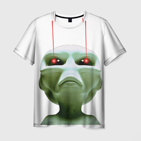 Мужская футболка 3D с принтом Пришелец атакует в Новосибирске, 100% полиэфир | прямой крой, круглый вырез горловины, длина до линии бедер | 