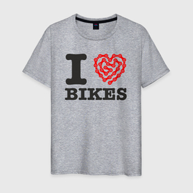 Мужская футболка хлопок с принтом Я люблю велосипеды в Курске, 100% хлопок | прямой крой, круглый вырез горловины, длина до линии бедер, слегка спущенное плечо. | 