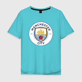 Мужская футболка хлопок Oversize с принтом Manchester City FC в Тюмени, 100% хлопок | свободный крой, круглый ворот, “спинка” длиннее передней части | Тематика изображения на принте: 