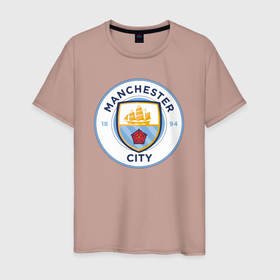 Мужская футболка хлопок с принтом Manchester City FC , 100% хлопок | прямой крой, круглый вырез горловины, длина до линии бедер, слегка спущенное плечо. | 