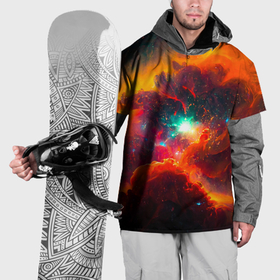 Накидка на куртку 3D с принтом Небула в космосе в оранжевых тонах   нейронная сеть в Курске, 100% полиэстер |  | Тематика изображения на принте: 