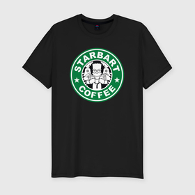 Мужская футболка хлопок Slim с принтом Starbart coffee в Курске, 92% хлопок, 8% лайкра | приталенный силуэт, круглый вырез ворота, длина до линии бедра, короткий рукав | 