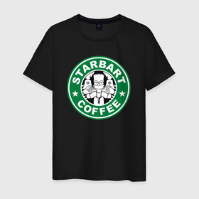 Мужская футболка хлопок с принтом Starbart coffee в Курске, 100% хлопок | прямой крой, круглый вырез горловины, длина до линии бедер, слегка спущенное плечо. | 