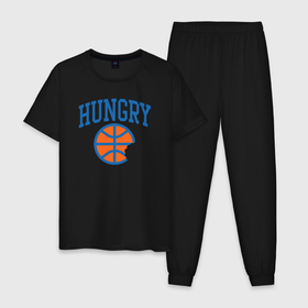 Мужская пижама хлопок с принтом Hungry basketball в Курске, 100% хлопок | брюки и футболка прямого кроя, без карманов, на брюках мягкая резинка на поясе и по низу штанин
 | 