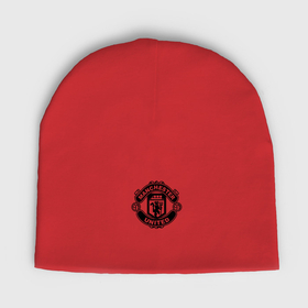 Мужская шапка демисезонная с принтом Manchester United black ,  |  | Тематика изображения на принте: 