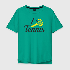 Мужская футболка хлопок Oversize с принтом Love tennis в Санкт-Петербурге, 100% хлопок | свободный крой, круглый ворот, “спинка” длиннее передней части | Тематика изображения на принте: 