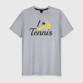 Мужская футболка хлопок Slim с принтом Love tennis в Санкт-Петербурге, 92% хлопок, 8% лайкра | приталенный силуэт, круглый вырез ворота, длина до линии бедра, короткий рукав | Тематика изображения на принте: 