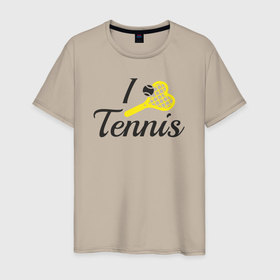 Мужская футболка хлопок с принтом Love tennis в Санкт-Петербурге, 100% хлопок | прямой крой, круглый вырез горловины, длина до линии бедер, слегка спущенное плечо. | Тематика изображения на принте: 