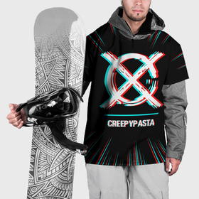 Накидка на куртку 3D с принтом Символ CreepyPasta в стиле glitch на темном фоне в Санкт-Петербурге, 100% полиэстер |  | 