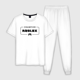 Мужская пижама хлопок с принтом Roblox gaming champion: рамка с лого и джойстиком в Екатеринбурге, 100% хлопок | брюки и футболка прямого кроя, без карманов, на брюках мягкая резинка на поясе и по низу штанин
 | 