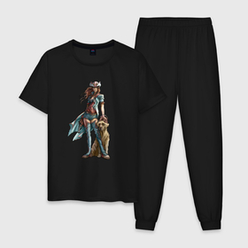 Мужская пижама хлопок с принтом Fable II Героиня , 100% хлопок | брюки и футболка прямого кроя, без карманов, на брюках мягкая резинка на поясе и по низу штанин
 | 
