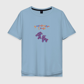 Мужская футболка хлопок Oversize с принтом Summer Time: rollers в Санкт-Петербурге, 100% хлопок | свободный крой, круглый ворот, “спинка” длиннее передней части | 