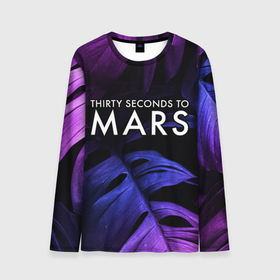 Мужской лонгслив 3D с принтом Thirty Seconds to Mars neon monstera в Новосибирске, 100% полиэстер | длинные рукава, круглый вырез горловины, полуприлегающий силуэт | Тематика изображения на принте: 