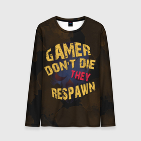 Мужской лонгслив 3D с принтом Геймер не умирает в Ухте, 100% полиэстер | длинные рукава, круглый вырез горловины, полуприлегающий силуэт | 