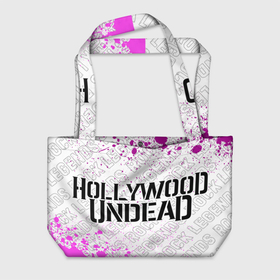 Пляжная сумка 3D с принтом Hollywood Undead rock legends: надпись и символ в Екатеринбурге, 100% полиэстер | застегивается на металлическую кнопку; внутренний карман застегивается на молнию. Стенки укреплены специальным мягким материалом, чтобы защитить содержимое от несильных ударов
 | 