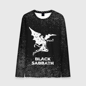 Мужской лонгслив 3D с принтом Black Sabbath с потертостями на темном фоне в Новосибирске, 100% полиэстер | длинные рукава, круглый вырез горловины, полуприлегающий силуэт | 