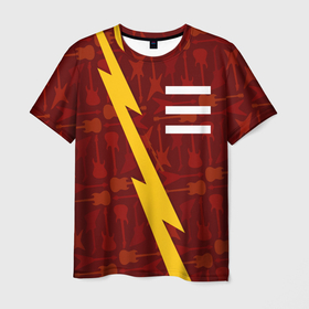 Мужская футболка 3D с принтом OneRepublic гитары и молния в Тюмени, 100% полиэфир | прямой крой, круглый вырез горловины, длина до линии бедер | 