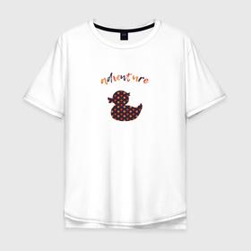 Мужская футболка хлопок Oversize с принтом Уточка: время приключений в Санкт-Петербурге, 100% хлопок | свободный крой, круглый ворот, “спинка” длиннее передней части | 