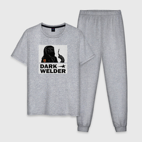 Мужская пижама хлопок с принтом Dark Welder призвание сварщика , 100% хлопок | брюки и футболка прямого кроя, без карманов, на брюках мягкая резинка на поясе и по низу штанин
 | Тематика изображения на принте: 