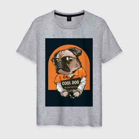 Мужская футболка хлопок с принтом Крутой пёс в Кировске, 100% хлопок | прямой крой, круглый вырез горловины, длина до линии бедер, слегка спущенное плечо. | 