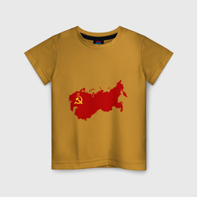 Детская футболка хлопок с принтом страна ссср флаг в Петрозаводске, 100% хлопок | круглый вырез горловины, полуприлегающий силуэт, длина до линии бедер | Тематика изображения на принте: 