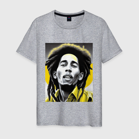 Мужская футболка хлопок с принтом Bob Marley Digital Art в Кировске, 100% хлопок | прямой крой, круглый вырез горловины, длина до линии бедер, слегка спущенное плечо. | 
