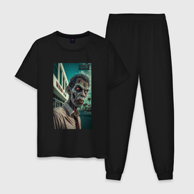 Мужская пижама хлопок с принтом мертвый остров в Курске, 100% хлопок | брюки и футболка прямого кроя, без карманов, на брюках мягкая резинка на поясе и по низу штанин
 | 