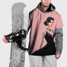 Накидка на куртку 3D с принтом Girl in black dress   pink в Белгороде, 100% полиэстер |  | 